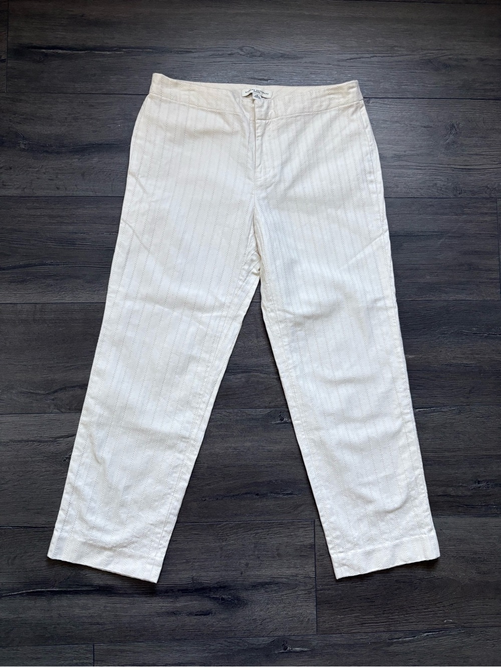 Banana Republic Womens Martin Pants Ivory Textured Cotton Hemp Blend Size 6